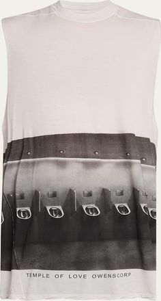 Rick Owens Mens Urinal-Print Sleeveless Tank Top