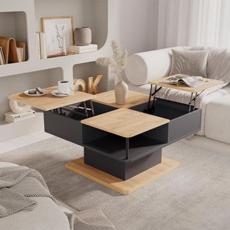 Vicco Mesa De Centro Movira, Antracita, 80 X 45 Cm Con Compartimentos, Vicco