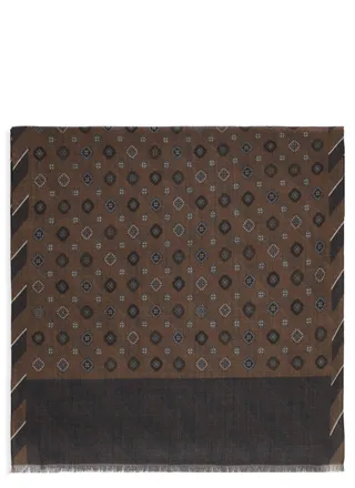 Altea Brown Wool Geometric Scarf