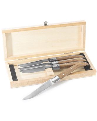 Au Nain Couteliers Laguiole Set Of 4 Steak Knives With Juniper Wood Handles