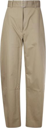 STUDIO NICHOLSON Straight Trousers, female, Beige, Size: XL Belted Round Leg Pants