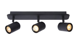 Lucide LENNERT Dimmable Rotatable Bathroom Ceiling Spotlight Bar GU10 in Black
