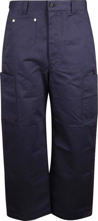 Givenchy Cropped Trousers, male, Blue, Size: W33 Couture Seam Cargo Pants