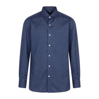 Finamore Casual Shirts, male, Blue, Size: 7XL Napoli Shirt