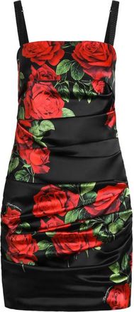 Dolce & Gabbana Rose-print Satin Mini Dress