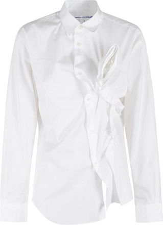 Comme Des Gar&ccedil;ons Wit klassiek overhemd met ruchesdetail - Dames - Overhemden - Wit - L - Katoen - Overhemden