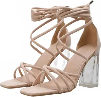 Yoki Womens Transparent Heel Sandal In Nude