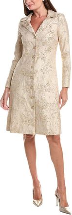 Teri Jon by Rickie Freeman Teri Jon By Rickie Freeman Metallic Jacquard Gold Button Coat Dress