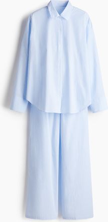 H&M Pyjama aus Baumwollpopeline - Blue