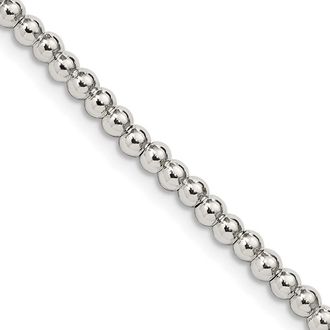 Diamond2Deal Sterling Silver 3mm Beads on Box Chain Necklace