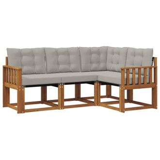 vidaXL Conjunto De Sof&aacute;s De Exterior 4 Pcs Gris Natural Y Claro Vidaxl