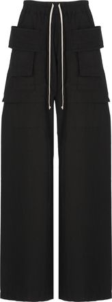Rick Owens Black Creatch Wide Cotton Cargo Pants