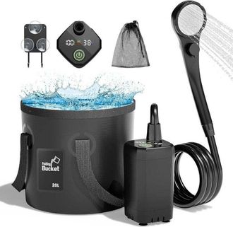 Elle Ducha Port&aacute;til Para Camping, Bomba De Ducha El&eacute;ctrica Recargable De 6000 Mah Con Filtro De Agua, Pantalla Inteligente De Temperatura Y Presi&oacute;n De Agua