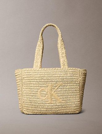 Calvin Klein Bolso tote de rafia trenzada