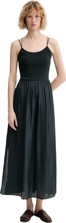 Sessun Kleedjes, Dames, Groen, S, Satijn, Flared Midi Dress