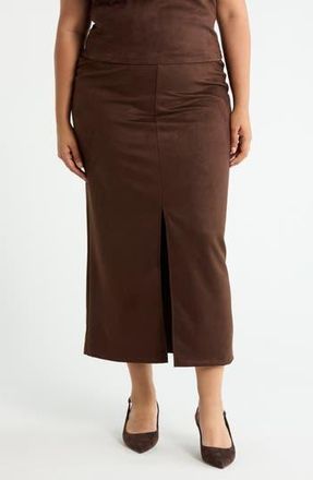 Renee C Faux Suede Midi Skirt in Chocolate at Nordstrom Rack, Size 3 X