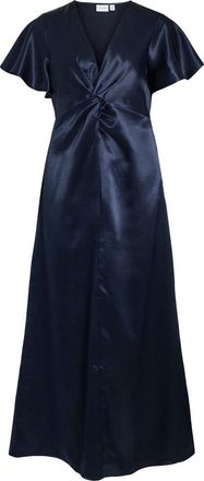Vila Womens Visittas V-Neck S/S Maxi Dress-Noos, Blazer Navy, 10