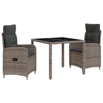 vidaXL Juego De Comedor Para Exteriores 3 Pcs Gris Claro Y Gris Oscuro Vidaxl