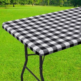 OEM Mantel Rectangular Para Picnic, Mantel De Vinilo Laminado El&aacute;stico E Impermeable, Acampar Y Uso Al Aire Libre (negro + Blanco, 75183 Cm)