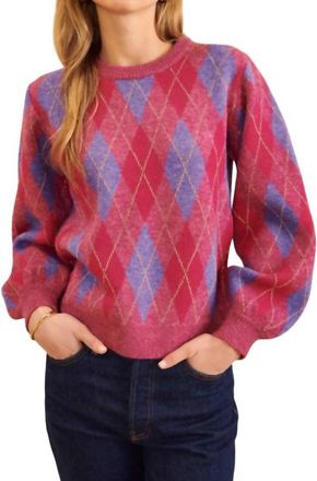 John & Jenn Diamond Long Sleeve Sweater In Purple