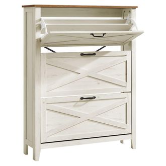 Vasagle Mueble zapatero con 3 cajones abatibles para 18 a 24 pares blanco