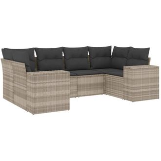 vidaXL Vidaxl - Set De Sof&aacute;s De Jard&iacute;n 6 Pzas Y Cojines Rat&aacute;n Sint&eacute;tico Gris