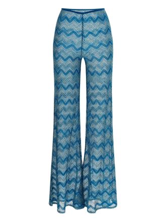 Missoni Lam&eacute; broek met zigzag-patroon - Blauw