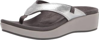 Spenco Womens Weekend Wedge Sandal In Silver Snake