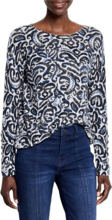 Nic+Zoe Tossed Paisley Supersoft Sweater In Indigo Multi