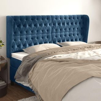 vidaXL Cabecero Con Orejas De Terciopelo Azul Oscuro 183x23x118/128 Cm Vidaxl