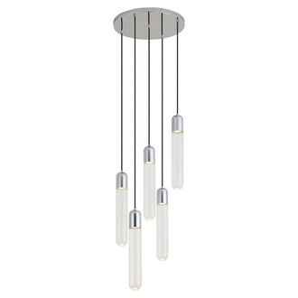 QAZQA Qazqa L&aacute;mpara Colgante De Dise&ntilde;o Cromada Con Cristal Estriado De