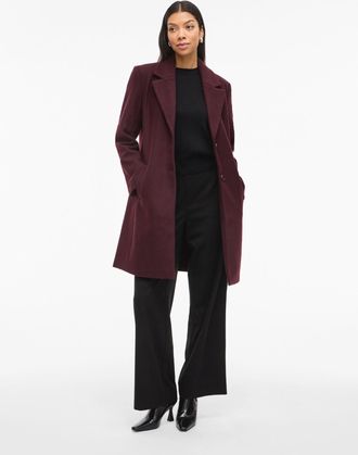 VILA Damen Mantel Mit Knopfleiste - Eleganter Fly-Away Kragen