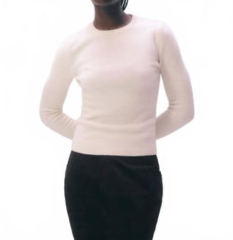 White + Warren Slim Stretch Crewneck Sweater In Pink Sand