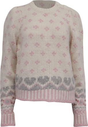 LoveShackFancy Floral-Embroidered Sweater Multicolor Alpaca Wool