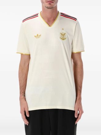 adidas striped V-neck T-shirt - men - Fabric - S - Neutrals