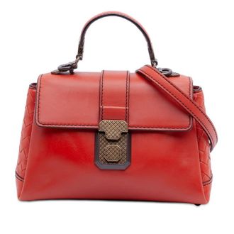 Bottega Veneta Pre-owned Bottega Veneta Mini Intrecciato Trimmed Nappa Piazza Top Handle Satchel not readable