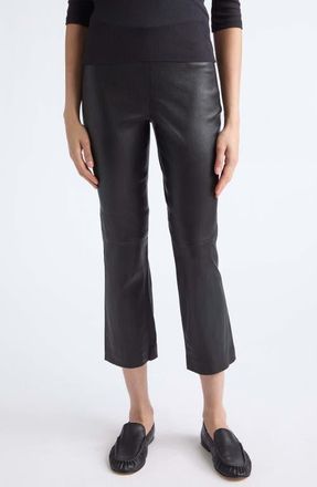Vince Crop Flare Stretch Leather Pants in Black at Nordstrom, Size Xx-Small