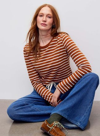 Contemporaine Womens Striped pure organic cotton slub T-shirt