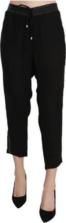 Guess Broeken, Dames, Zwart, M, Polyester, Elegante cropped broek met hoge taille in zwart