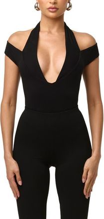 Naked Wardrobe Smooth Double Strap Bodysuit in Black at Nordstrom, Size Medium