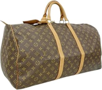Louis Vuitton Pre-owned Keepall 55 Boston tas - unisex - Pre-owned - Bruin - Maat: ONE Size Zijde