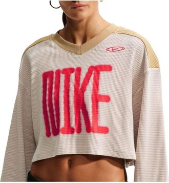 Nike (WMNS) Nike Sportswear Oversized Cropped Jersey Cream II Parachute Beige University Red IM8448-236
