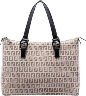 Fendi Pre-owned Vintage Canvas Tote - Dames - Vintage Shopper - Beige - ONE Size - Leer - Vintage