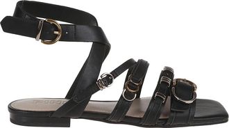 Pinko Zwarte leren sandalen - Dames - Sandalen - Zwart - 37 EU - Leer - Schoenen