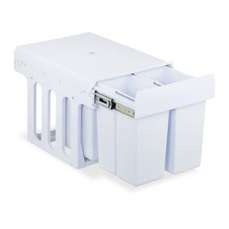 Relaxdays Relaxdays - Cubo De Basura Cocina, 4 Espacios, 4x 8 L, 35,5x34,3x48 Cm, Extra&iacute;ble, Papelera Reciclaje Fregadero, Blanco