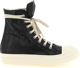 Rick Owens Black Textured High-top Sneakers