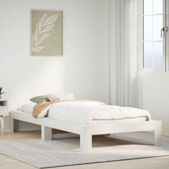 vidaXL Vidaxl - Estructura Cama Sin Colch&oacute;n Madera Maciza Pino Blanca 100x200cm