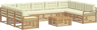 vidaXL Conjunto De Sof&aacute;s De Exterior 10 Uds. Blanco Y Crema Vidaxl