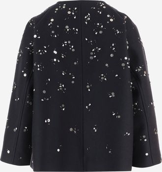 Jil Sander Womens Virgin Wool Jacket With Metal Details Navy