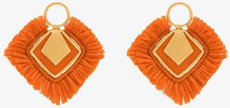 Katerina Makriyianni Gold-Plated Fringed Wool Earrings - Womens - 24kt Gold-Plated Bronze/Sterling Silver/Wool